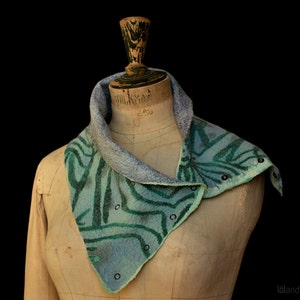 sale - Mist of  Wood new OOAK felted handmade cowl scarf with silk and chiffon - Limited time price