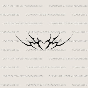 Tiny Tribal Heart Tattoo Stencil – Spiky Cute Gothic Design, Small Lower Back Tramp Stamp, Minimalist Tattoo Flash Digital Download