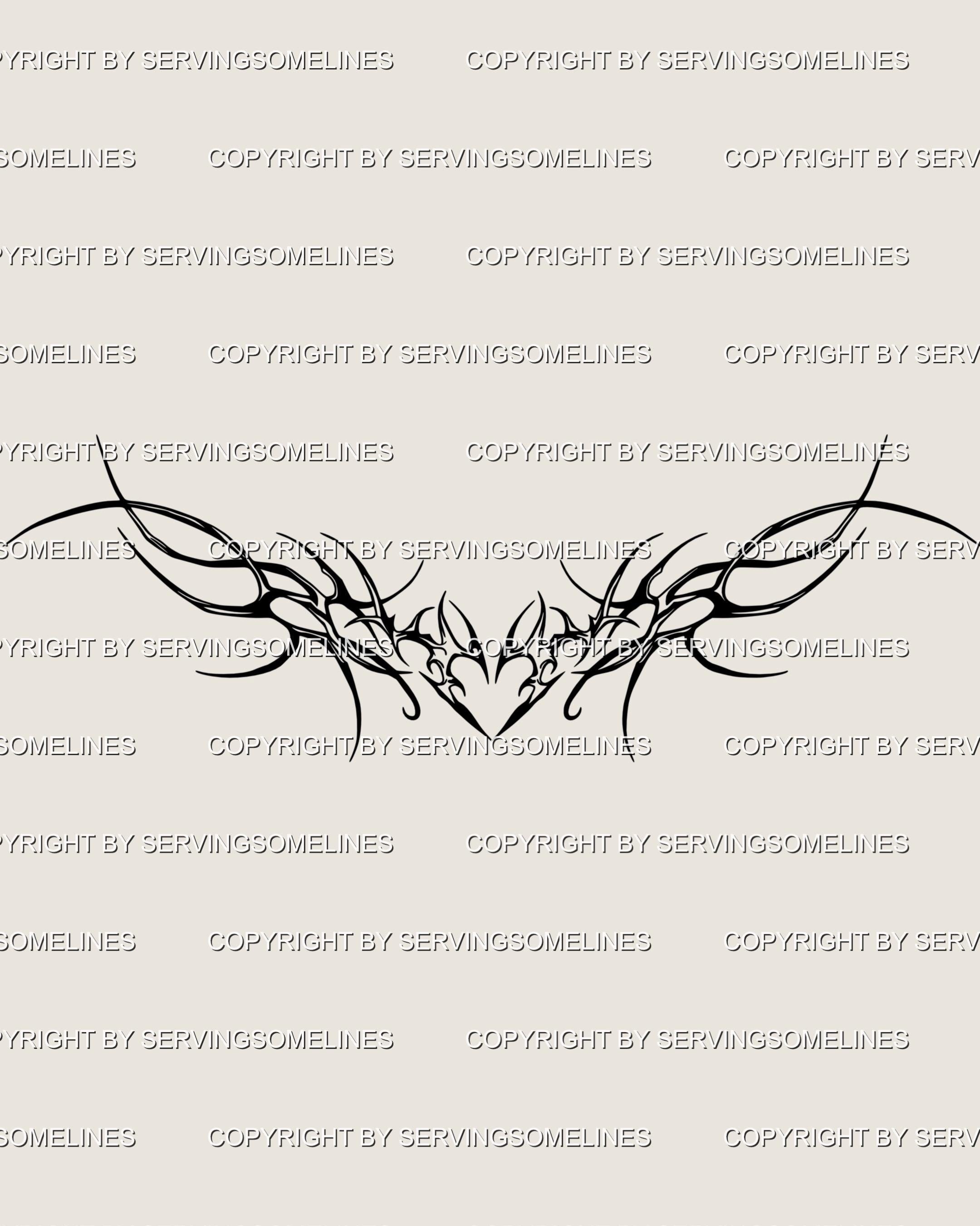 Tribal Thorn Tattoo Stencil – Ornamental Vine Tramp Stamp, Elegant