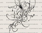Cybersigilism Flower Tattoo Design, Cybersigil Floral Stencil, Neotribal Gothic Flower Tattoo, Cyber Tribal Linework Art - Digital Download