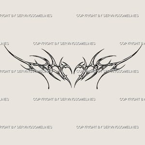 Succubus Heart Tattoo Flash – Cybersigilism Ornamental Stencil, Gothic Y2K Tramp Stamp, Womb, Chest, Thigh Tattoo for Women - Digital Design