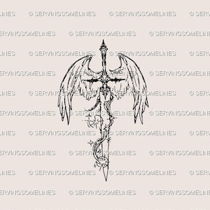Celestial Angelic Sword Tattoo Design – Digital Download