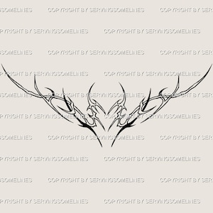 Minimalist Tramp Stamp Tattoo Stencil – Small Girly Lower Back Design, Heart Y2K Cyber Sigil, Classy Fine Line Feminine DIGITAL Design
