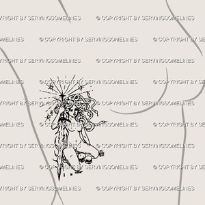 Goddess Medusa tattoo stencil shown along the side ribs, flowing across the torso in minimal line art with cybersigilism accents. Snakes coil around her form while the sword detail adds a sharp edge, making it both gothic and ethereal. Perfect for mythology tattoo ideas, girly goth flash, or alternative goddess designs. A symbolic medusa piece that works for ribcage placement, carrying meaning of protection, defiance, and divine feminine power.