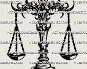 Libra Scales Tattoo Stencil, Printable Libra Symbol Zodiac Design With Bold Blackwork Scales (PNG, JPEG, PDF)