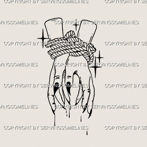 Witch Hands Tattoo Flash – Creepy Cute Horror Digital Design, Witchy Tattoo Stencil w Black Nails, Gothic Halloween Thigh Tattoo for Women