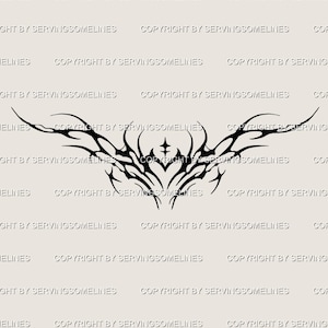 Cyber Sigilism Lower Back Tattoo Stencil (Digital Download) – Goth Heart Tribal Tramp Stamp Stencil, Neotribal Cybergoth Design