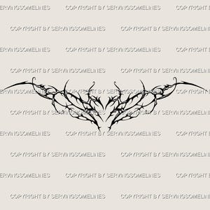 Fall Vine Tramp Stamp Tattoo Stencil – Gothic Rose Thorns Floral Pattern, Botanical Lower Back Design, Dark Organic Flash Digital Download