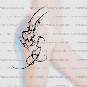 Neo Tribal Thorns Thigh Tattoo – Floral Cyber Sigilism Hip and Side Leg Design, Dark Elegance Upper Thigh Flash - Digital Stencil Download