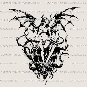 Medieval Dragon Slayer Tattoo Stencil – Gothic Dragon Wings Sword Design, Dark Fantasy Tattoo, Tribal Black Dragon Sketch, Digital Flash