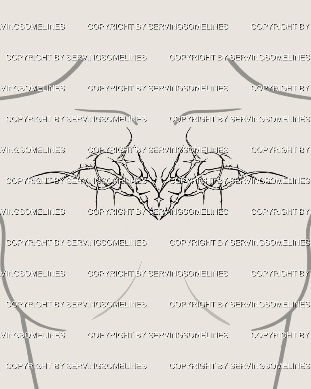 Chest Cyber Sigil Tattoo Stencil – Thorn Heart Neotribal Sternum
