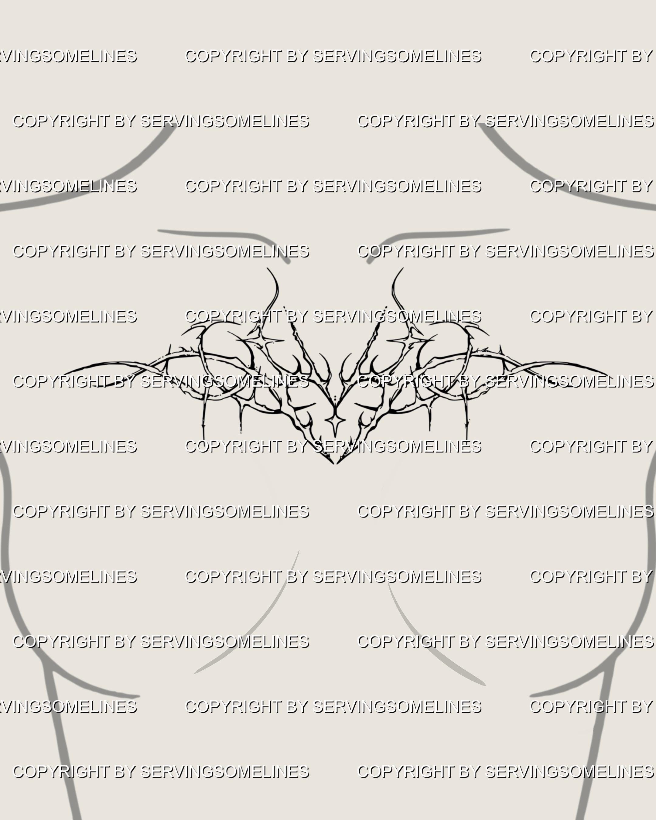 Chest Cyber Sigil Tattoo Stencil – Thorn Heart Neotribal Sternum