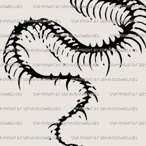 May include: Black and white illustration of a stylized snake skeleton on a beige background. The design features a repeating pattern of the snake skeleton with the text "COPYRIGHT BY SERVINGSOMELINES".