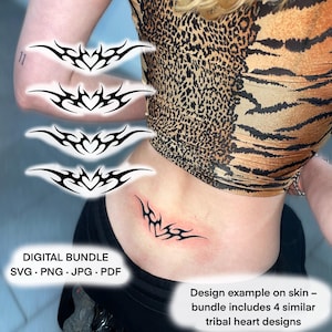 Y2K Tribal Tattoo Bundle SVG – Digital Designs - Tramp Stamp, Small Heart, Lower Back, Best Friend, Sternum, Spine, Ankle, Cyber Sigilism