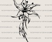 Cybersigilism Flower Tattoo Stencil - Gothic Lily Tattoo, Neotribal Emo Floral Design, Alternative Flower Tattoo Flash - Digital Download