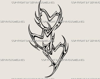 Neotribal Heart Chain Tattoo Stencil – Cybersigil Tribal Flash