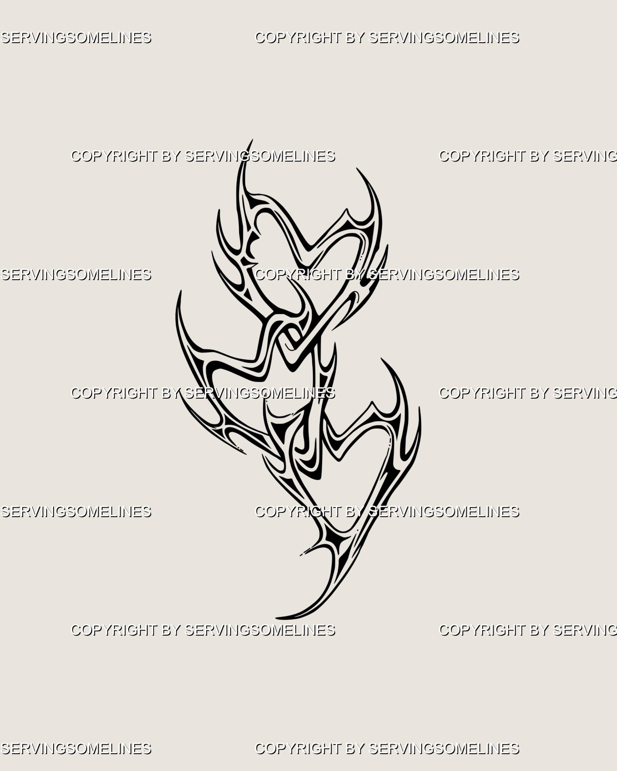 Neotribal Heart Chain Tattoo Stencil – Cybersigil Tribal Flash