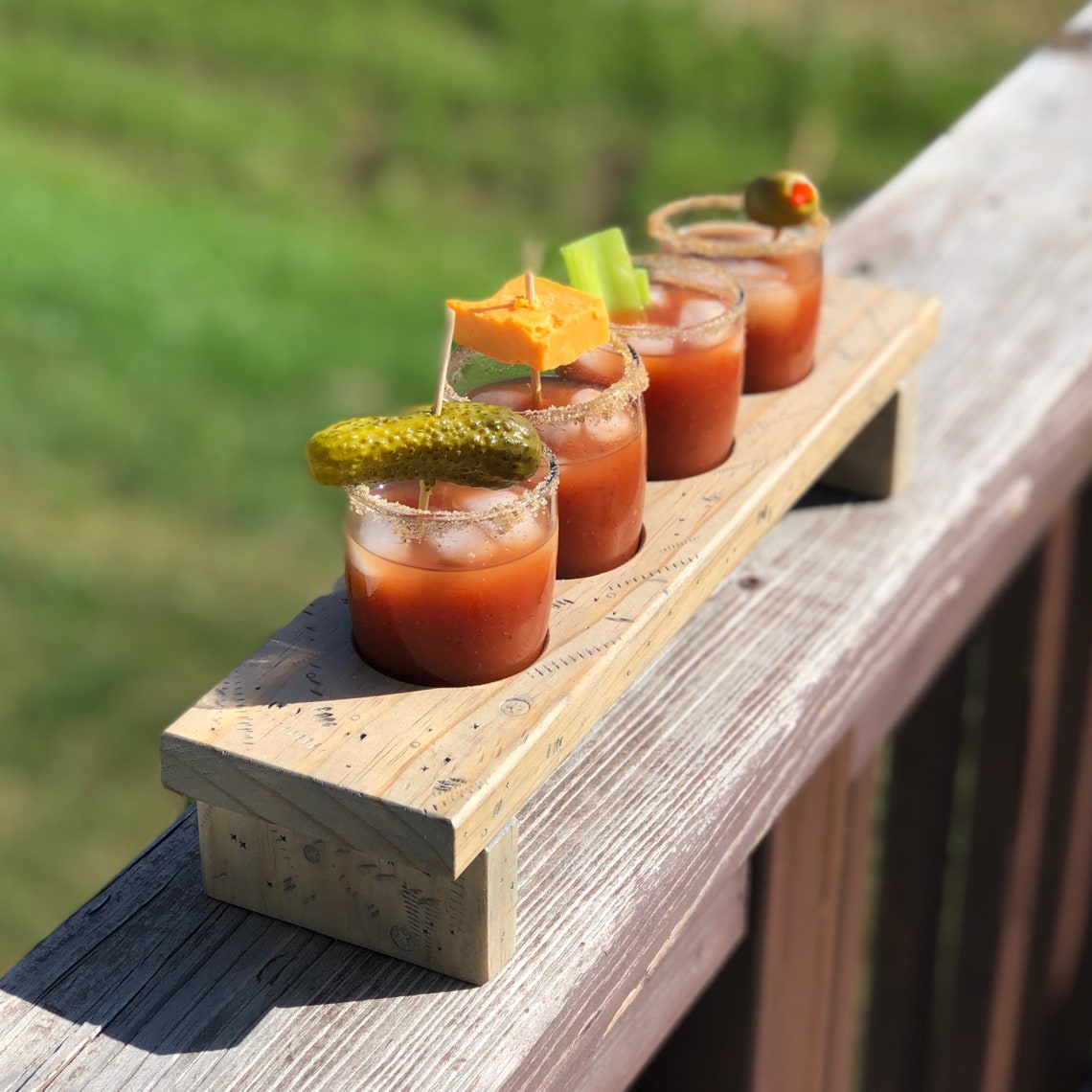 Wooden Bloody Mary Flight Board glasses not included Etsy