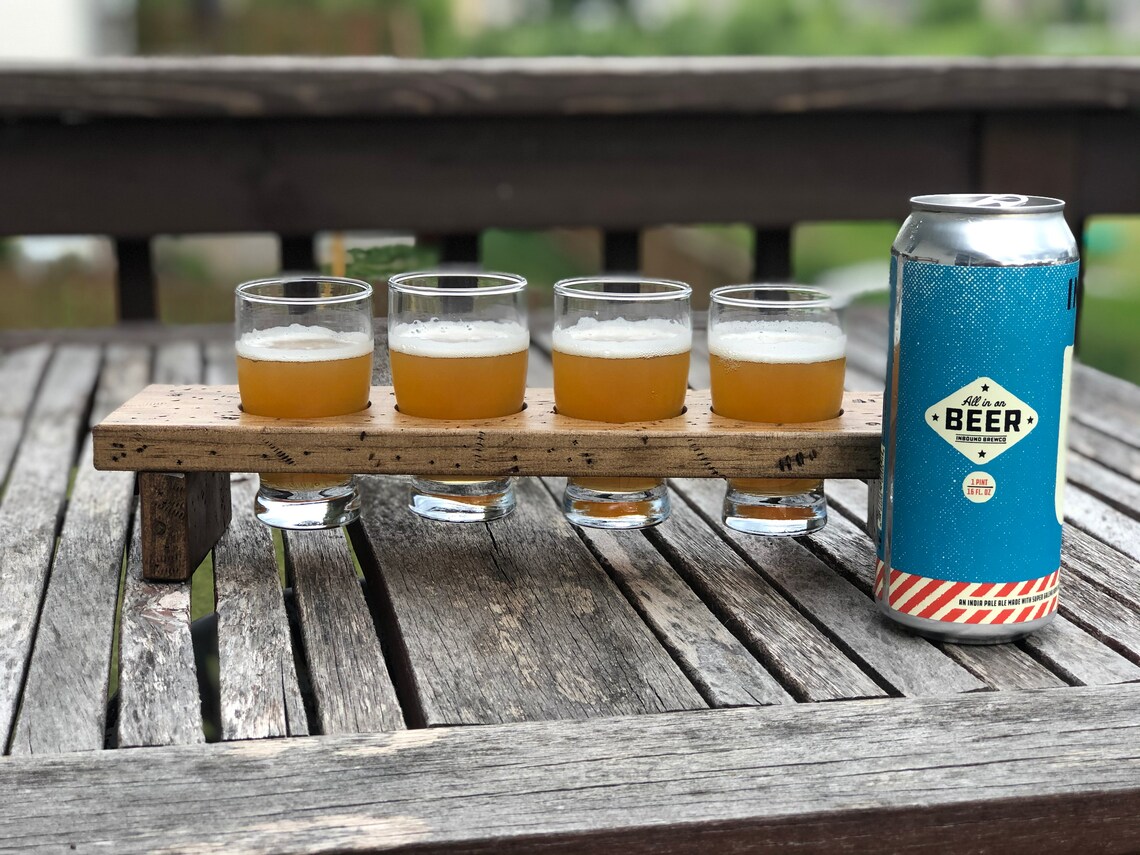 Wooden Beer Flight Board with Glasses in Distressed Finish Etsy