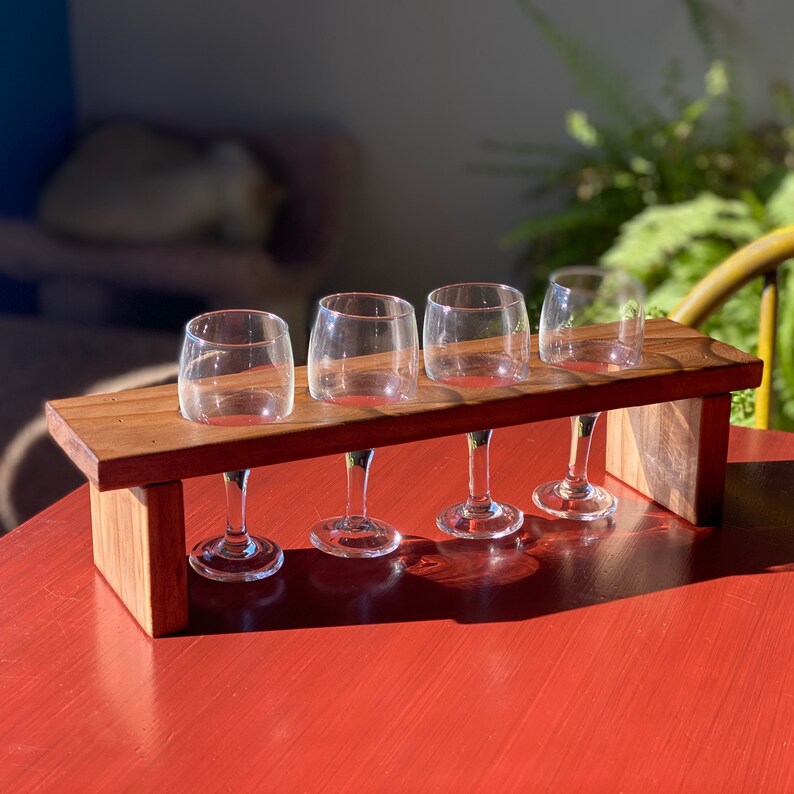 Wooden Wine Tasting Flight Board With Glasses Wine Flight Etsy