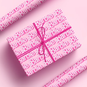 Pink Barbi Gift Wrap Barbi Wrapping Paper Christmas Birthday Gift Pink Wrapping Paper Pink Doll Let's Go Party