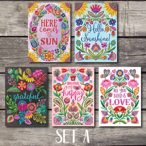 Inspirational Post Cards Hand Lettered with Positive Quotes. Set of 5 Colorful, Uplifting and Joyful Post Cards. Happy Post Cards. image 2