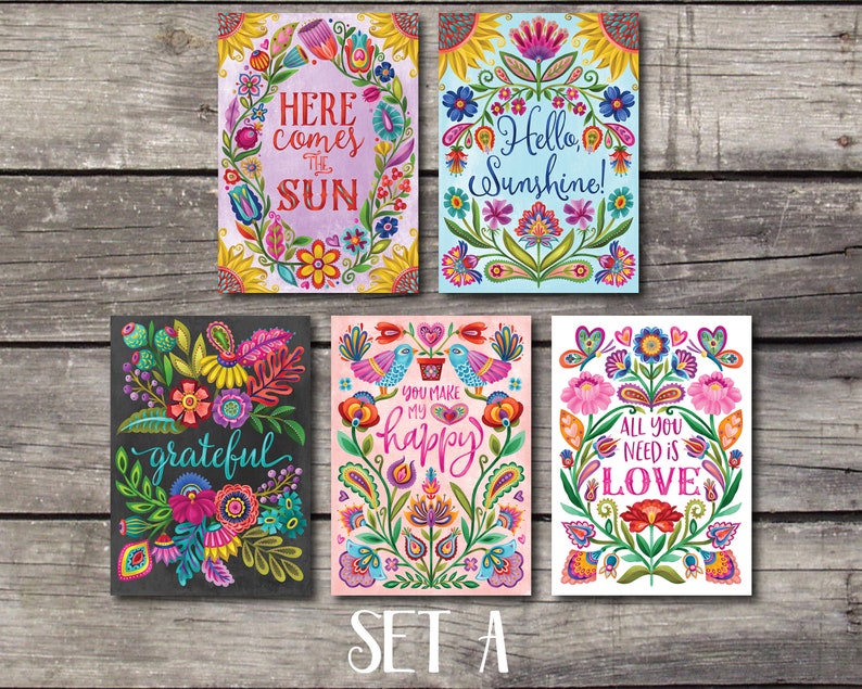 Inspirational Post Cards Hand Lettered with Positive Quotes. Set of 5 Colorful, Uplifting and Joyful Post Cards. Happy Post Cards. image 2