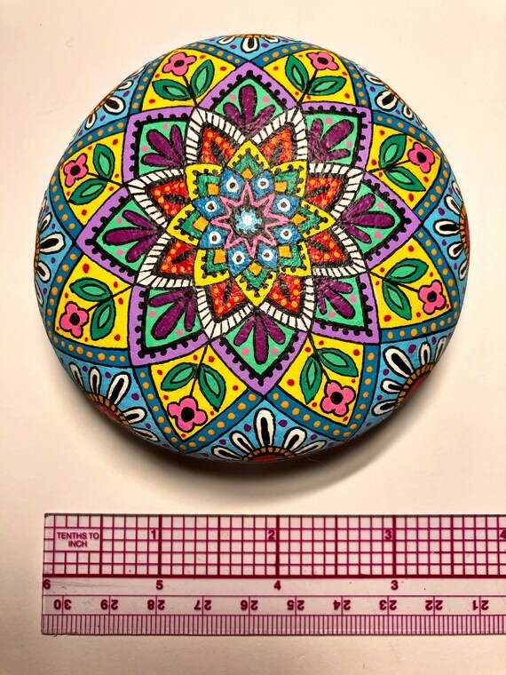 Unique Hand Painted Mandala Rock One Of A Kind For Home Or Etsy