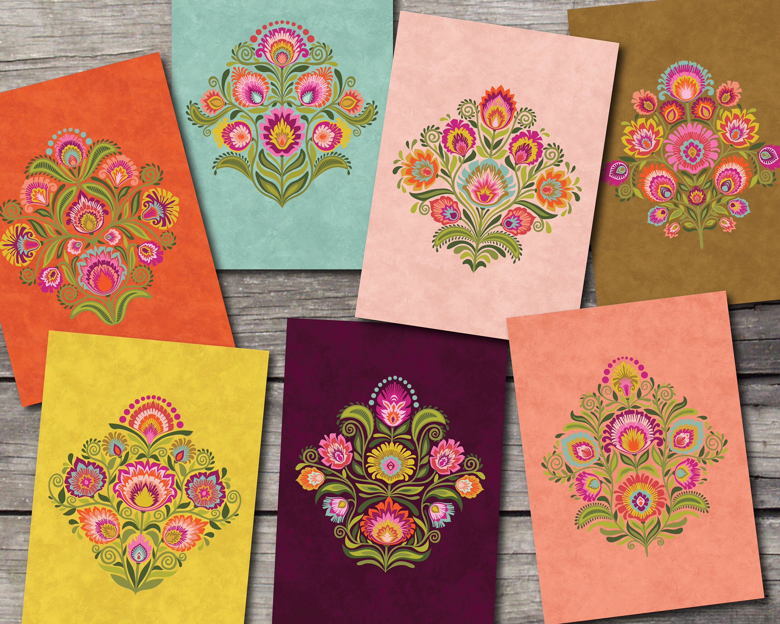 Polish Folk Art Blank Note Cards Wycinanki Traditional Floral - Etsy