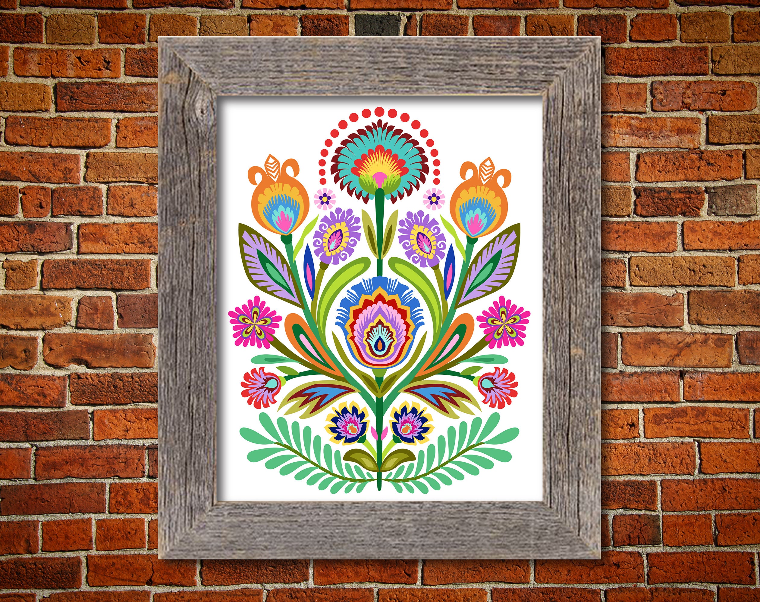 Polish Folk Art Flowers. Floral Wycinanki Botanical Folk Art | Etsy