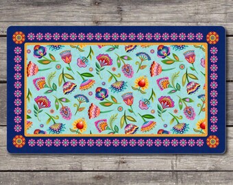Floral Desk Mat, Bright Boho Office Decor, Summer Daze Design
