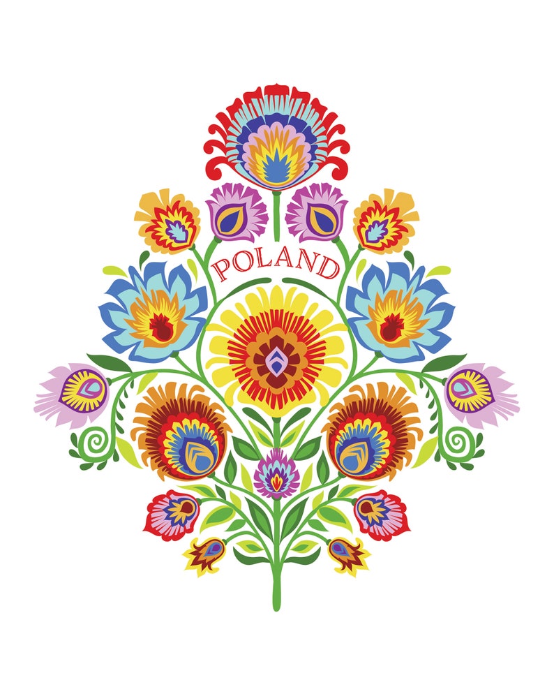 Polish Folk Art Print Wycinanki Flower Folk Colors 5 x 7 8 x Etsy