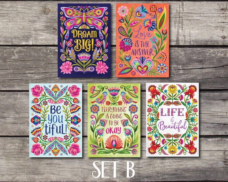 Inspirational Post Cards Hand Lettered with Positive Quotes. Set of 5 Colorful, Uplifting and Joyful Post Cards. Happy Post Cards. image 3