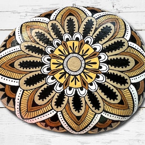 Neutral Hand Painted Stone. Pretty One of a Kind Rock. for Office or Home Decor. Meditation Paperweight. Uplifting Art for your desk.