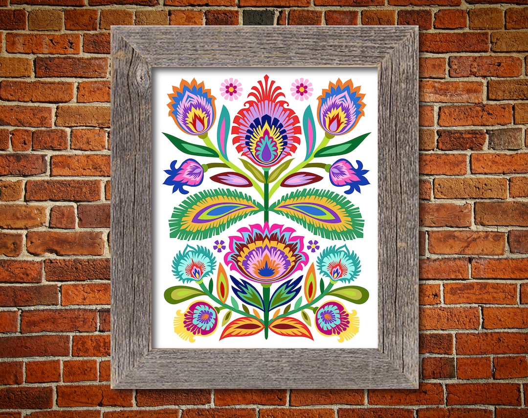 Polish Folk Art. Wycinanki Floral Botanical Folk Art Print. 5 X 7 8 X ...