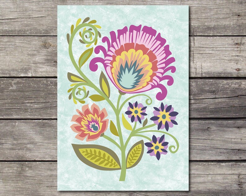 Papercut style floral blank note cards polish folk art etsy
