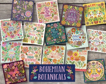 NEW Inspirational Mini Encouragement Cards Hand Lettered with Positive Quotes Set of 15 Square Colorful Note Cards. Uplifting and Joyful.