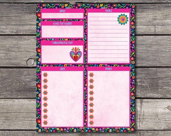 Pink Planner Notepad 8.5 x 11. Goals and Gratitude Pages. Task Tracker.