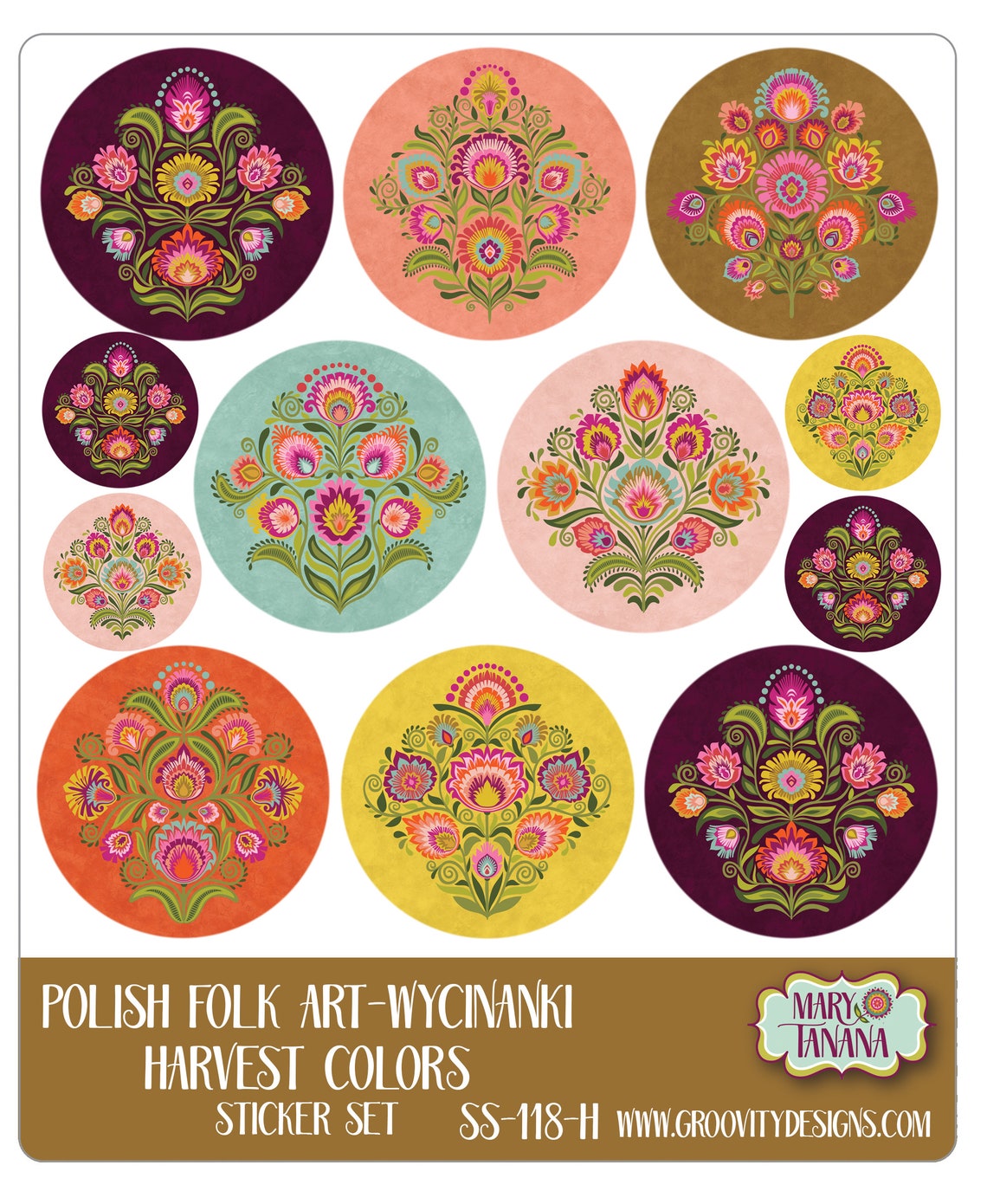 Wycinanki Paper Cut Style Flowers. Polish Folk Art Sticker Sheet. Folk ...