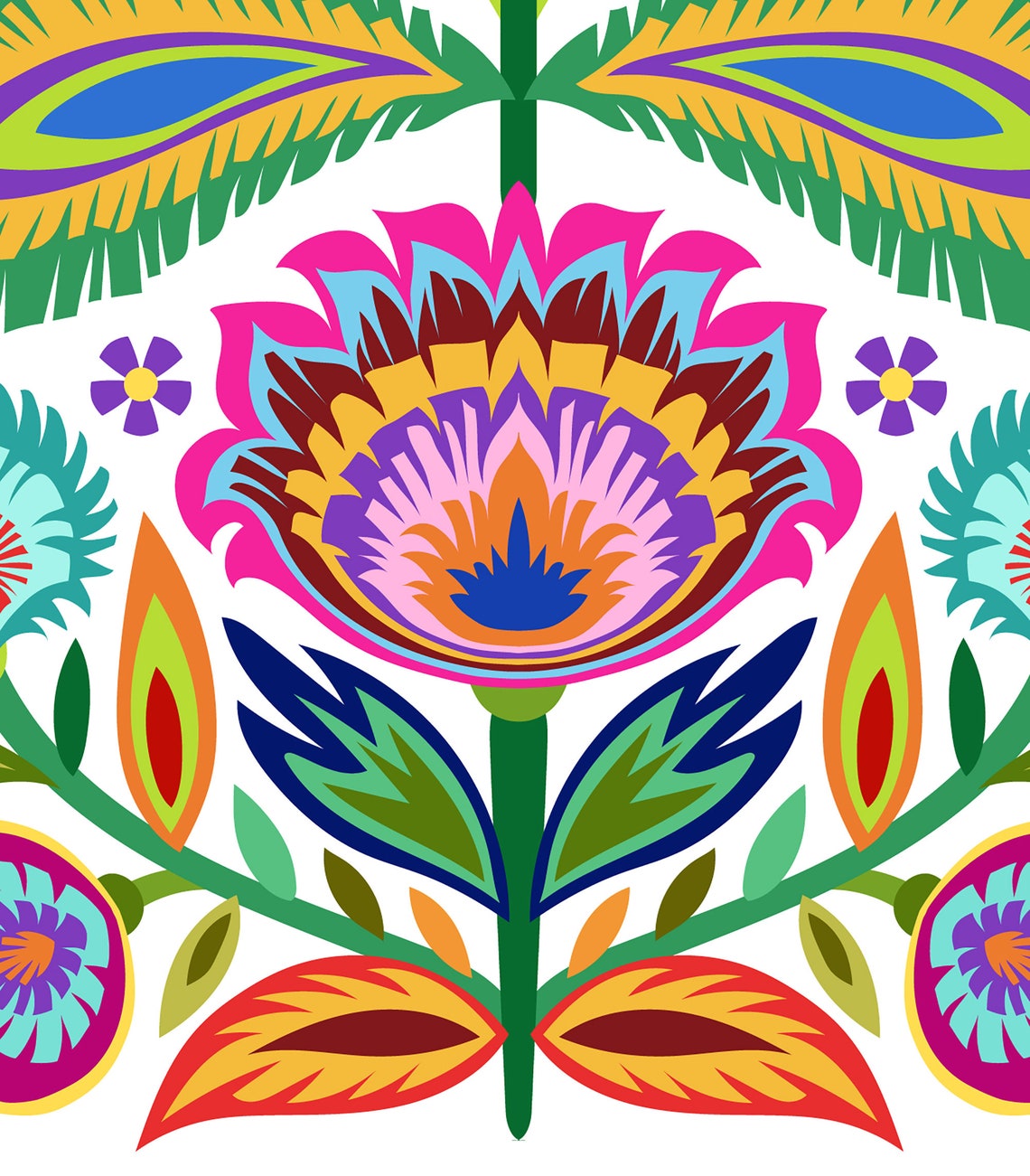 Polish Folk Art. Wycinanki Floral Botanical Folk Art Print. 5 - Etsy