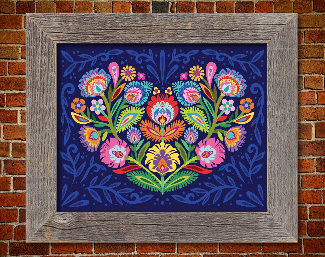 Polish Folk Art Flowers. Floral Wycinanki Botanical Folk Art Print. 5 X ...