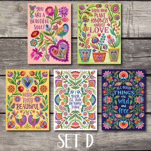Inspirational Post Cards Hand Lettered with Positive Quotes. Set of 5 Colorful, Uplifting and Joyful Post Cards. Happy Post Cards. image 5