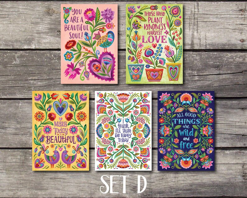 Inspirational Post Cards Hand Lettered with Positive Quotes. Set of 5 Colorful, Uplifting and Joyful Post Cards. Happy Post Cards. image 5