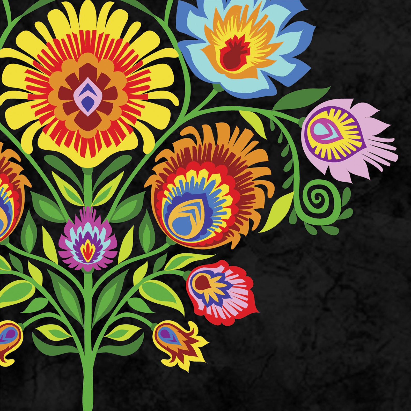 Polish Folk Art Print Wycinanki Flower Folk Colors 5 x 7 8 x Etsy