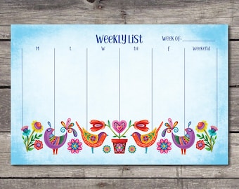 Cheerful Weekly Planner Notepad 5.5 x 8.5.  Notepad to organize your schedule.