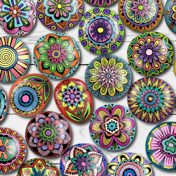 Gorgeous Hand Painted Magnets. Colorful Rocks to Decorate Your Home. Refrigerator Magnet. Kitchen Decor. Housewarming One of a Kind Gift.