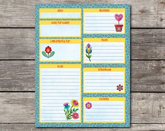 Bright Planner Notepad 8.5 x 11. Task Tracker. Goals and Gratitude Pages.