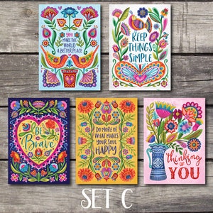 Inspirational Post Cards Hand Lettered with Positive Quotes. Set of 5 Colorful, Uplifting and Joyful Post Cards. Happy Post Cards. image 4