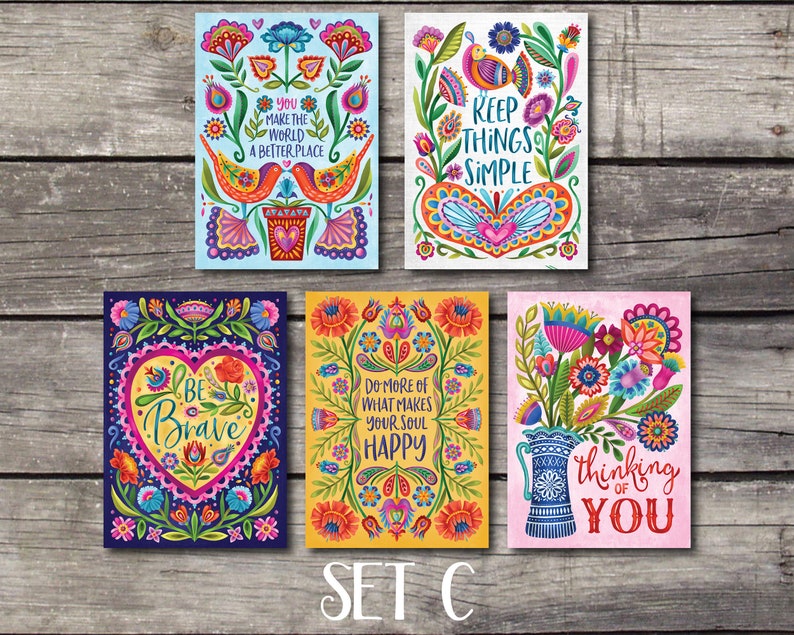 Inspirational Post Cards Hand Lettered with Positive Quotes. Set of 5 Colorful, Uplifting and Joyful Post Cards. Happy Post Cards. image 4