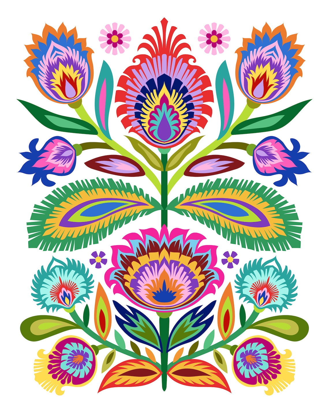 Polish Folk Art. Wycinanki Floral Botanical Folk Art Print. 5 Etsy